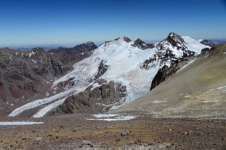 05 Horcones Glacier, Cerro de los Horcones, Cerro Cuerno On The Aconcagua Descent Just After Leaving Camp 2 Nido de Condores For Plaza de Mulas.jpg
